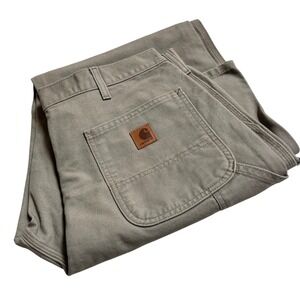 NWT Carhartt Loose Original Fit Washed Duck Work Dungaree Men 38x34 Tan Canvas